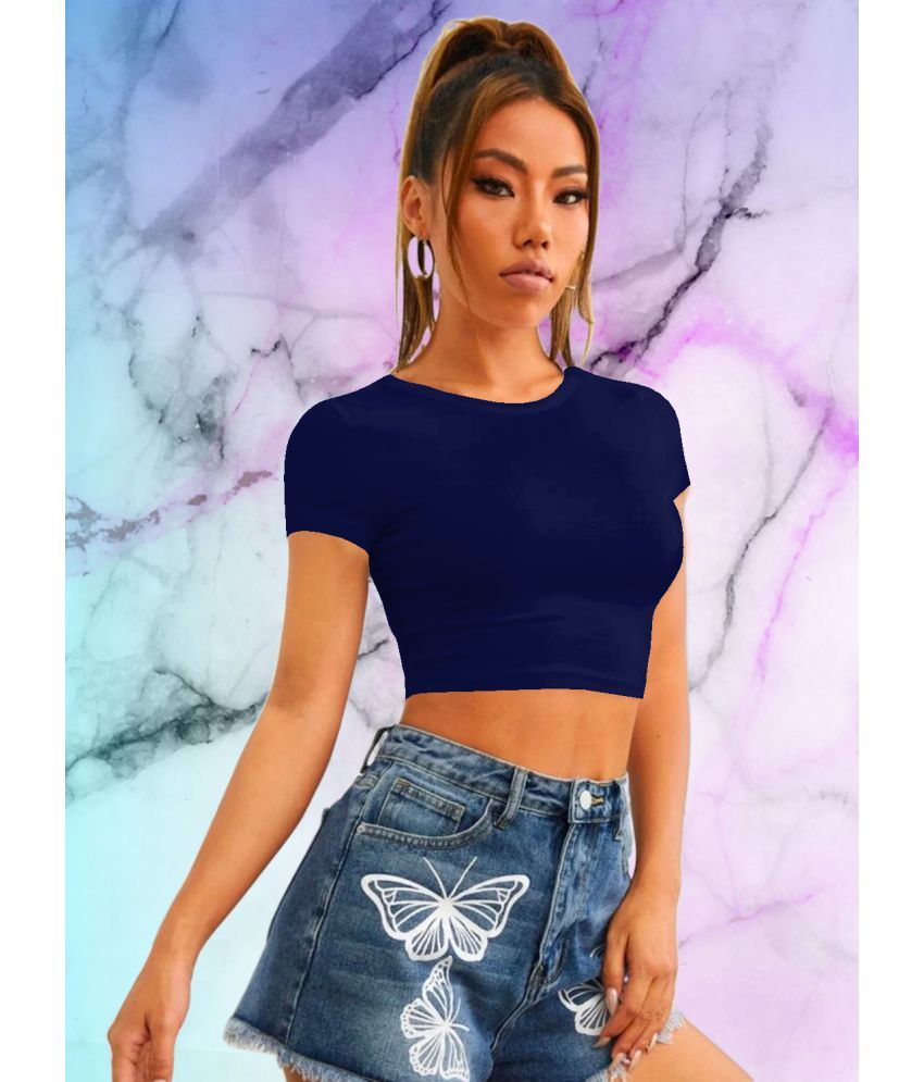     			Dream Beauty Fashion Navy Blue Polyester Women's Crop Top ( Pack of 1 )