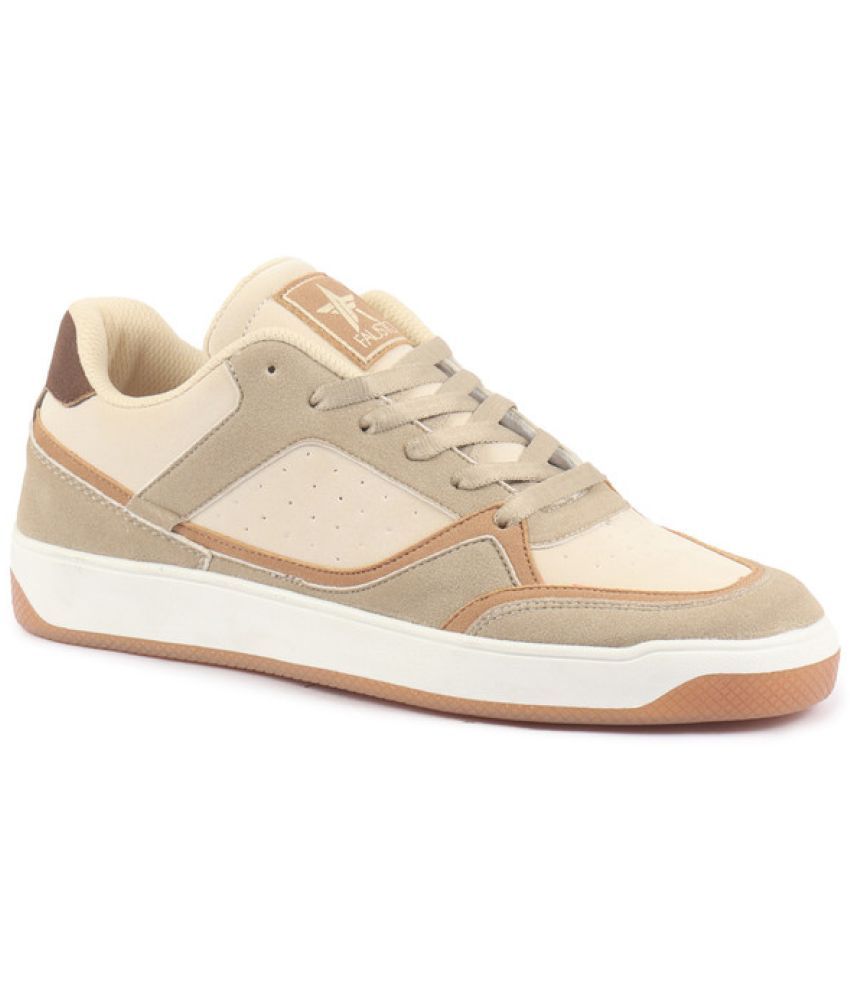     			Fausto Colorblocked Low Ankle Lace Up Sneakers Beige Men's Sneakers