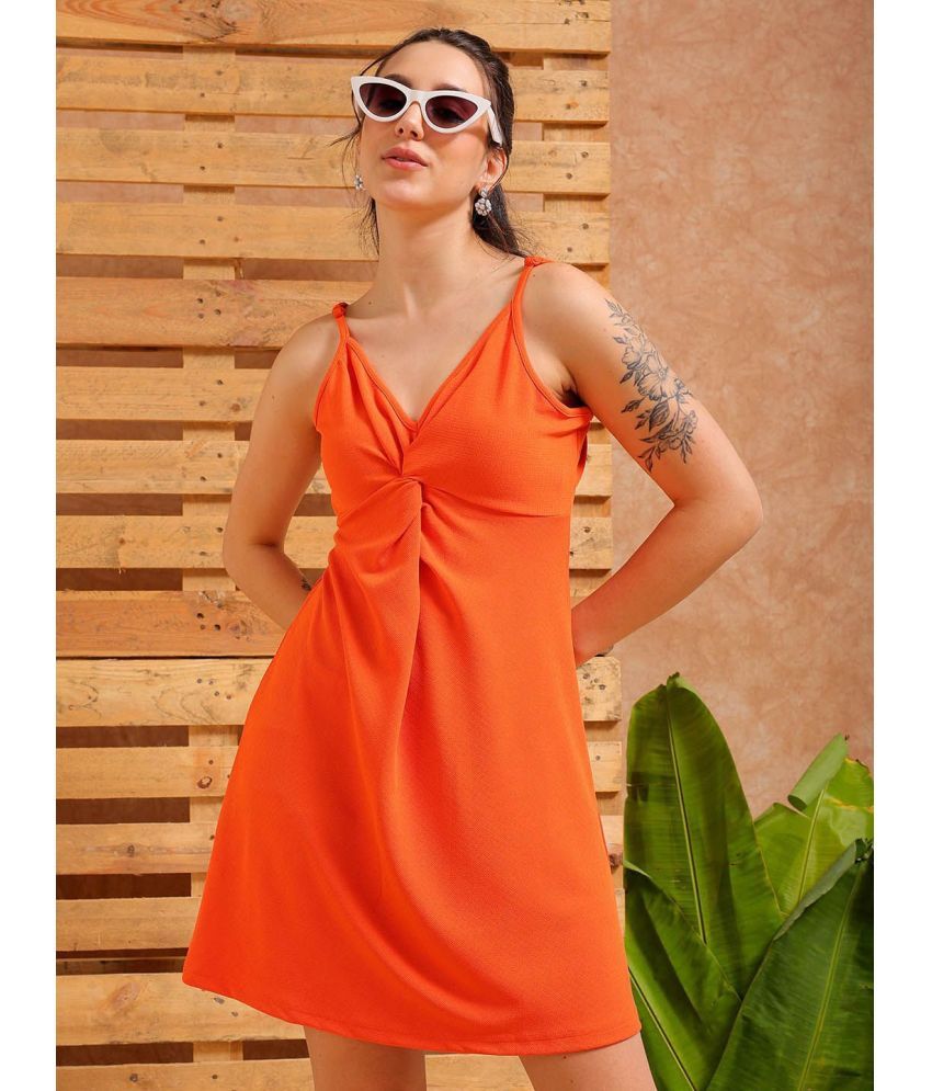     			Freehand Elastane Solid Midi Women's Maxi - Orange ( Pack of 1 )