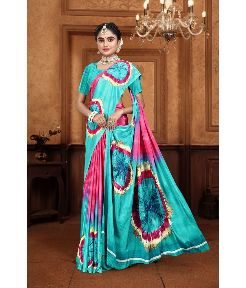     			KOMAL NX Pack of 1 Crepe Printed Saree With Blouse Piece ( SkyBlue,Red )