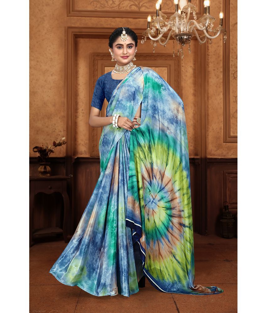     			KOMAL NX Pack of 1 Crepe Printed Saree With Blouse Piece ( SkyBlue,Green )