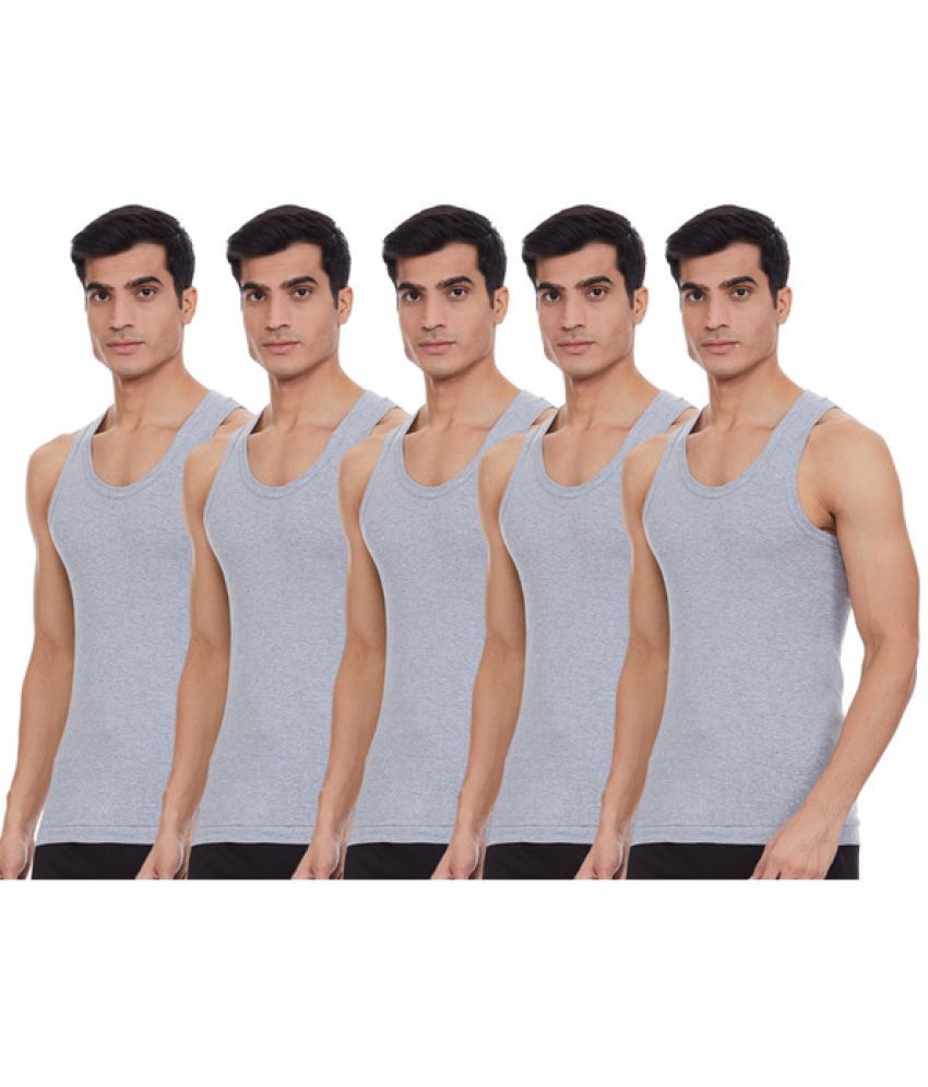     			Renox Pack of 5 Cotton Tank For Men ( Grey )