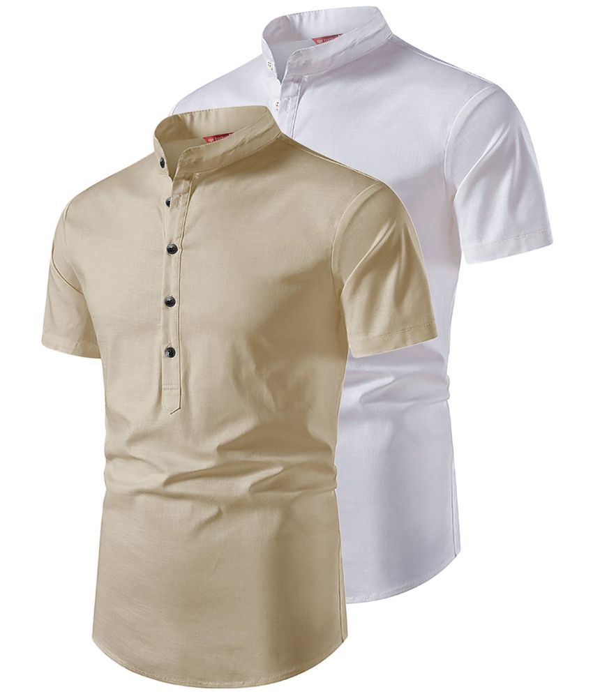     			Yugnik Beige Cotton Men's Regular Kurta ( Pack of 2 )