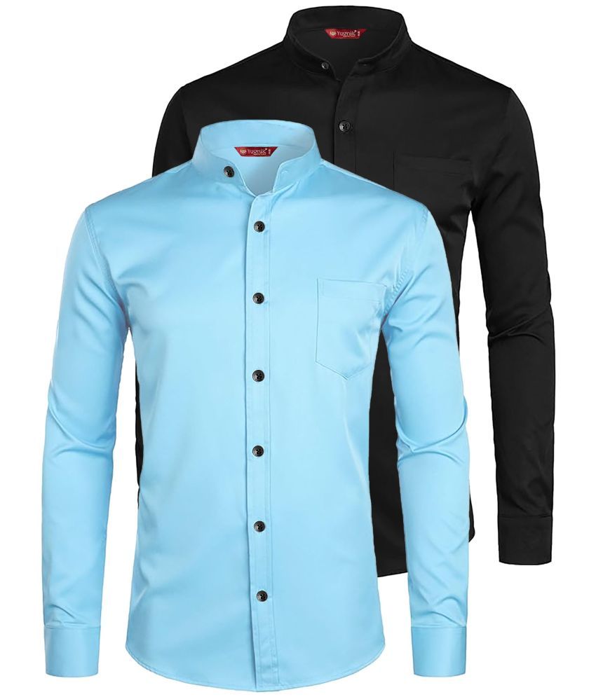     			Yugnik Cotton Blend Slim Fit Full Sleeves Men's Formal Shirt - Light Blue ( Pack of 2 )