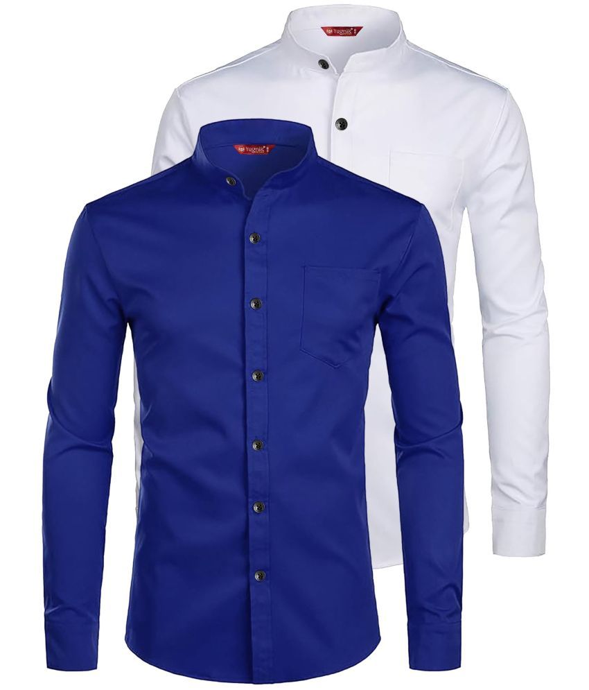     			Yugnik Cotton Blend Slim Fit Full Sleeves Men's Formal Shirt - Blue ( Pack of 2 )