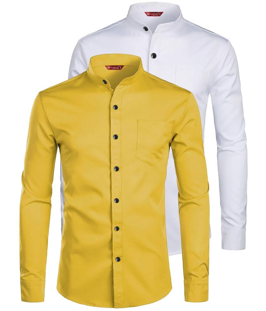     			Yugnik Cotton Blend Slim Fit Full Sleeves Men's Formal Shirt - Yellow ( Pack of 2 )