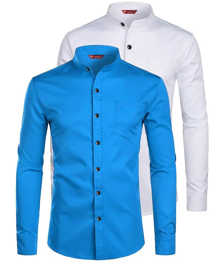     			Yugnik Cotton Blend Slim Fit Full Sleeves Men's Formal Shirt - Turquoise ( Pack of 2 )