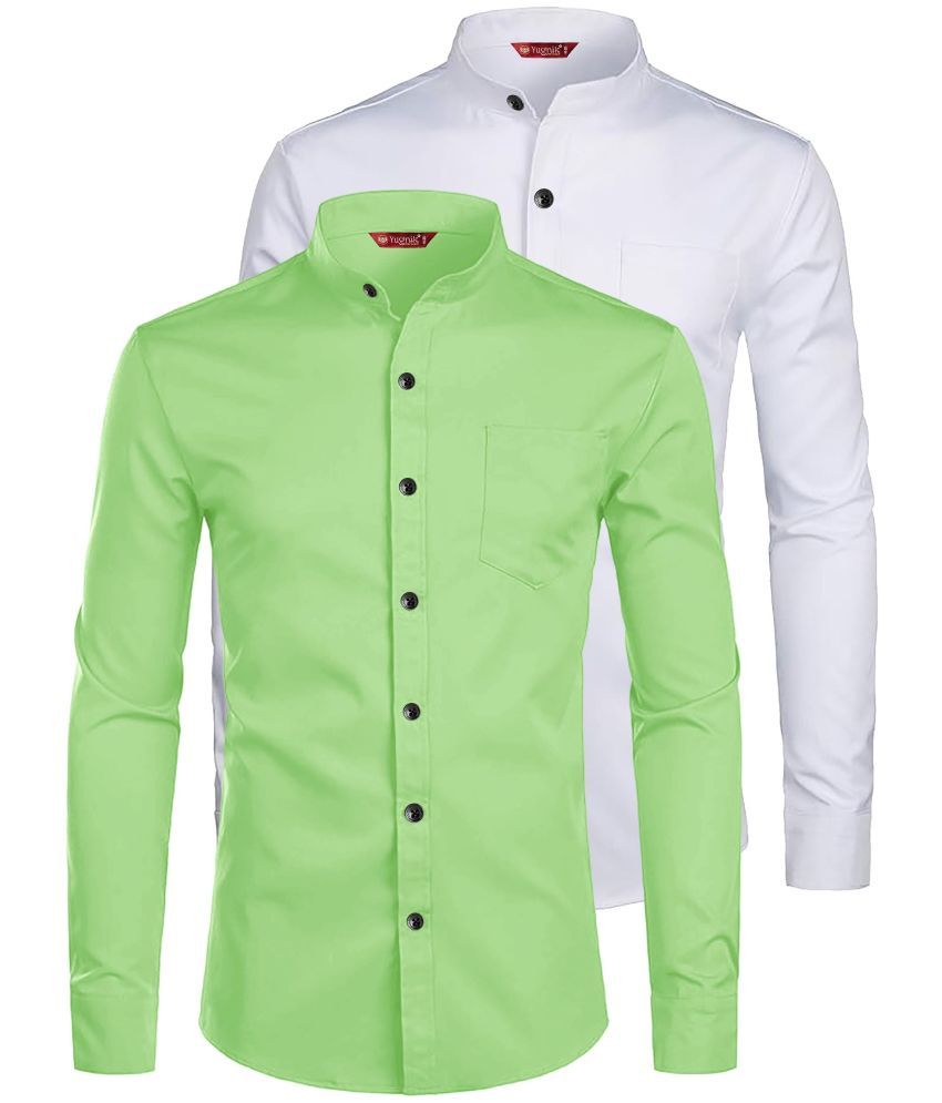     			Yugnik Cotton Blend Slim Fit Full Sleeves Men's Formal Shirt - Sea Green ( Pack of 2 )