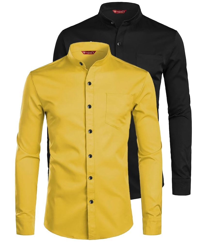     			Yugnik Cotton Blend Slim Fit Full Sleeves Men's Formal Shirt - Yellow ( Pack of 2 )