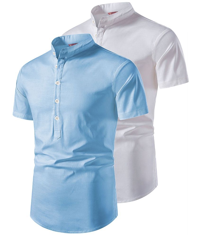     			Yugnik Sky Blue Cotton Men's Regular Kurta ( Pack of 2 )