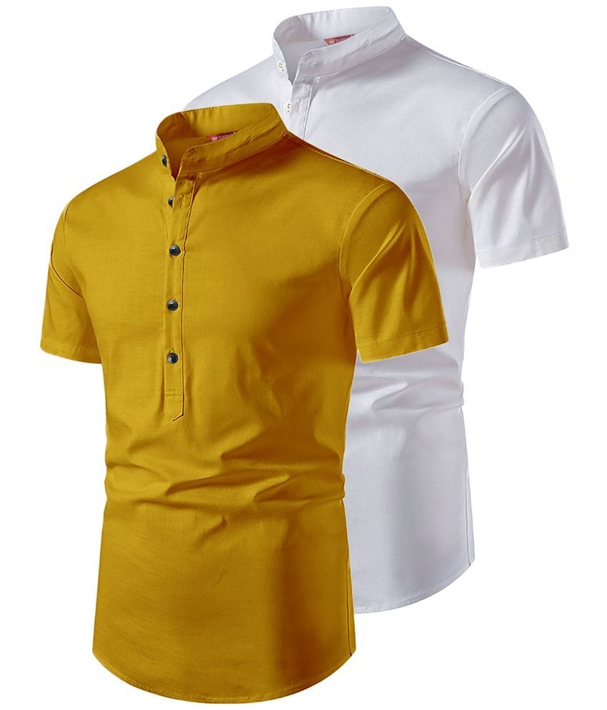     			Yugnik Yellow Cotton Men's Regular Kurta ( Pack of 2 )