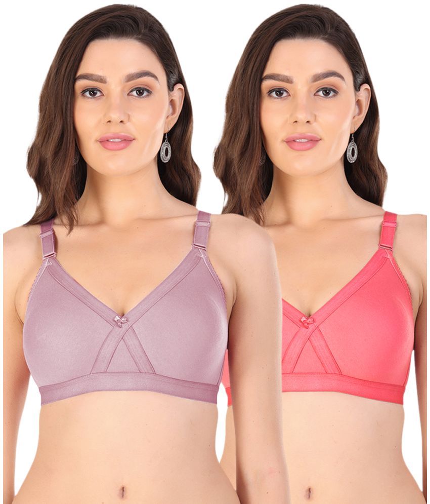     			Arc de Shapes Pack of 2 Cotton Blend Non Padded Everyday Bra For Women ( Multicolor2 )