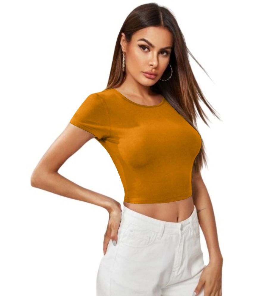     			Dream Beauty Fashion Yellow Polyester Women's Crop Top ( Pack of 1 )