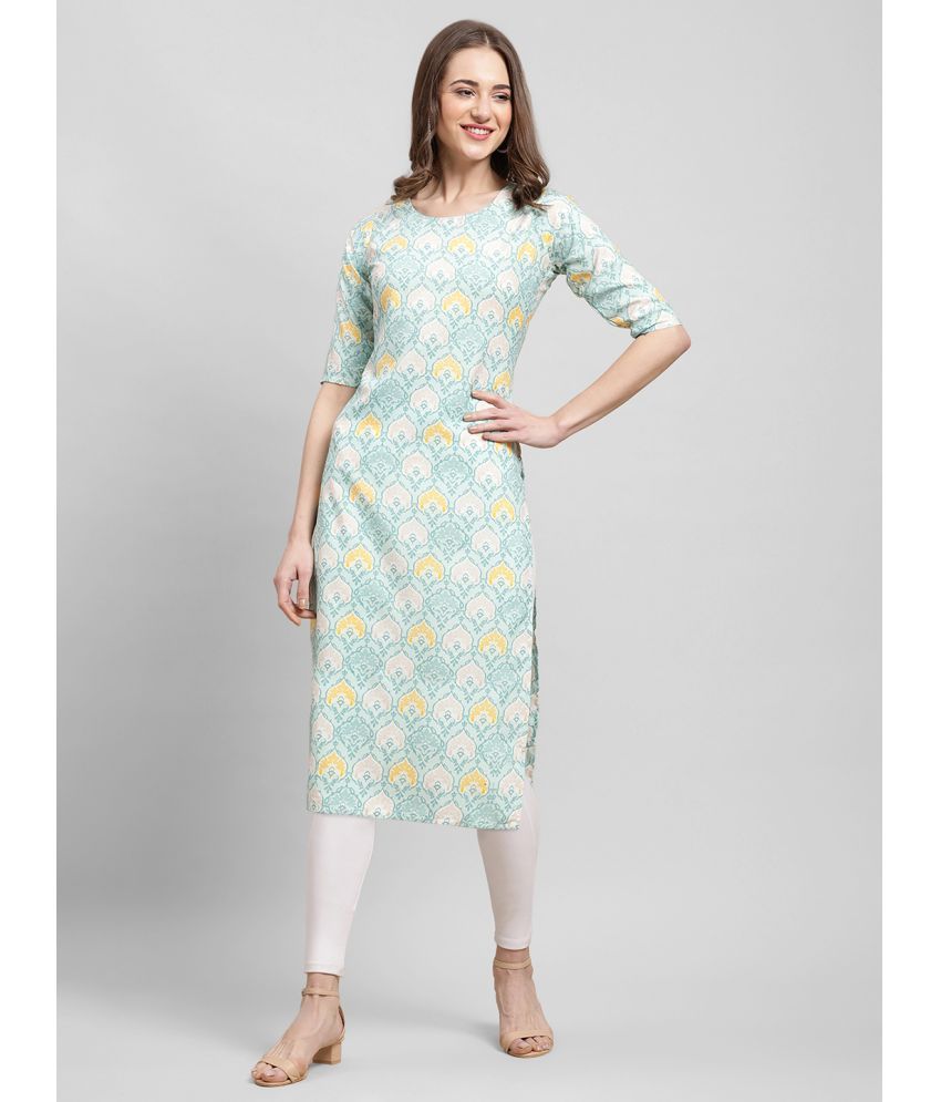     			Ethnicbasket Pack of 1 Crepe Printed Straight Women's Kurti - ( Blue )