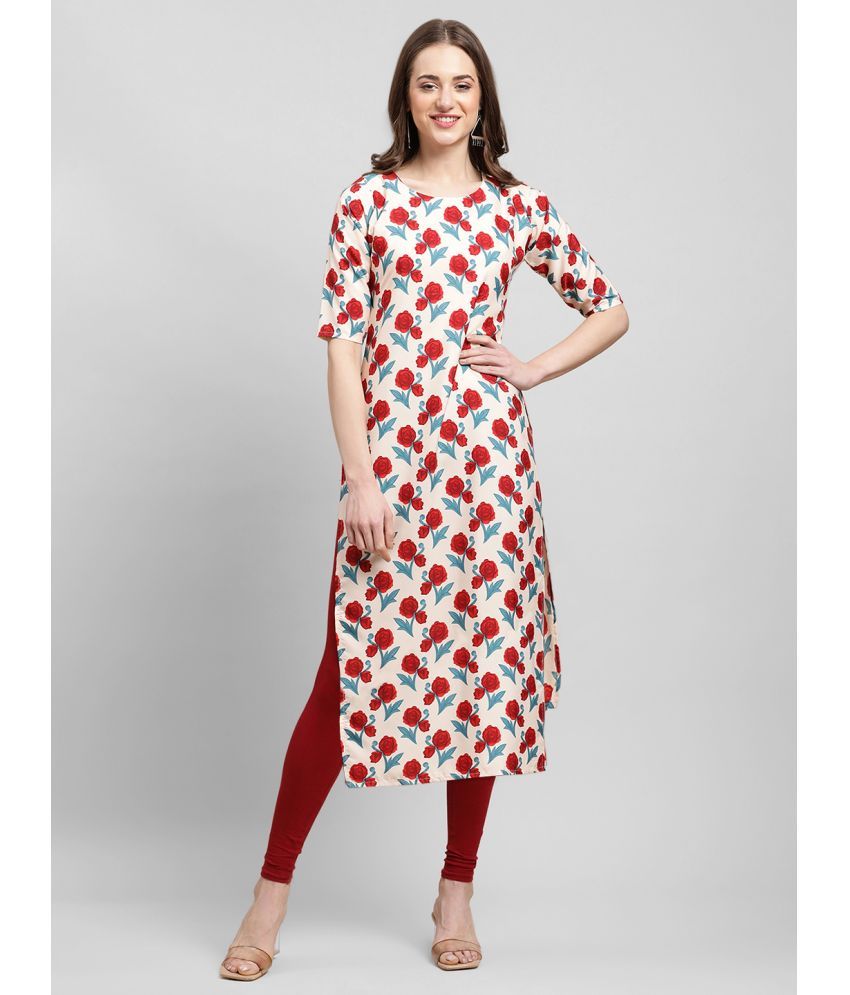     			Ethnicbasket Pack of 1 Crepe Printed Straight Women's Kurti - ( Red )