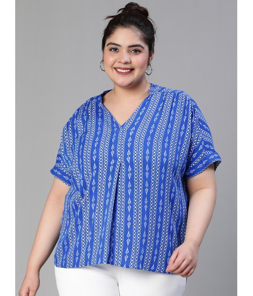     			Oxolloxo Blue Viscose Rayon Women's Regular Top ( Pack of 1 )