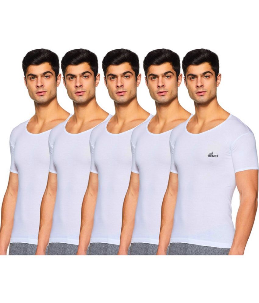     			Renox Pack of 5 Cotton Tank For Men ( White )