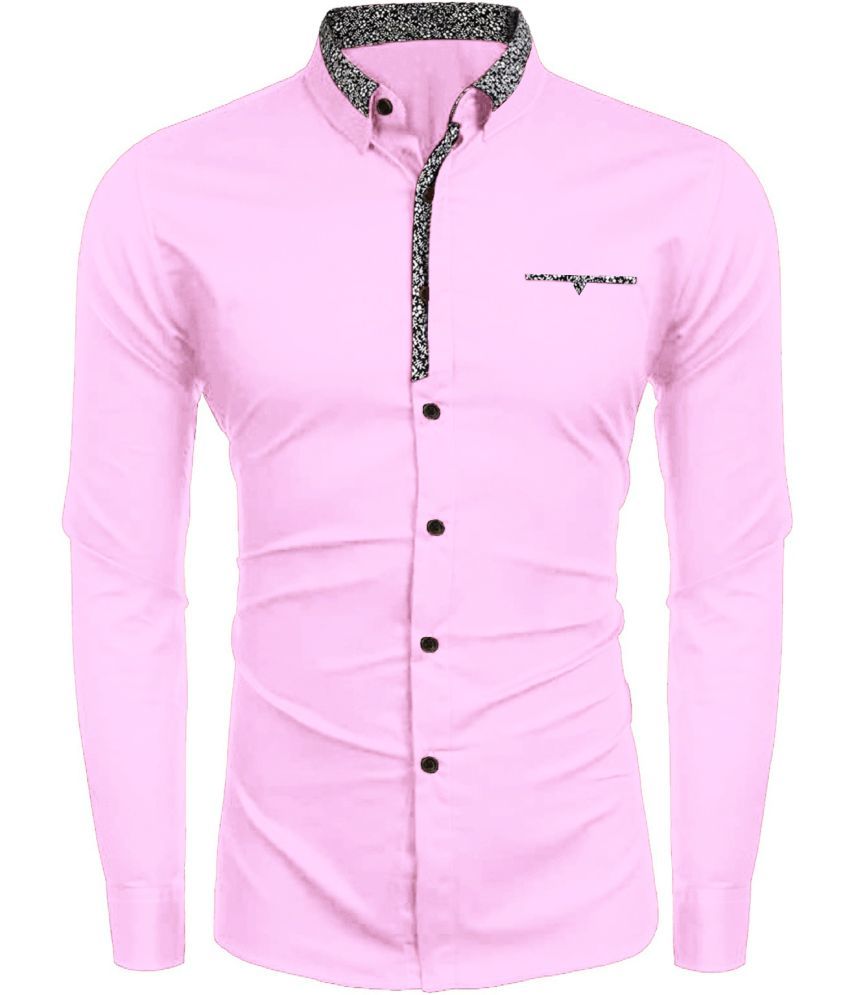     			WEBRIC Cotton Blend Regular Fit Full Sleeves Men's Formal Shirt - Pink ( Pack of 1 )