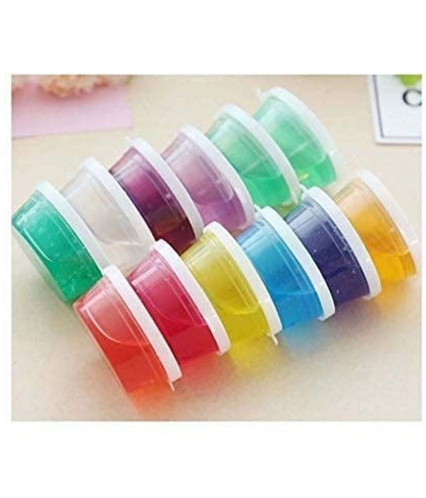     			freedy Set of 12 Flexible Crystal Slime Magic Mud Soft Transparent Jelly Clay Putty Toys for Kids Boys Girls with Clay Modelling Tools Non Toxic - Multi Color c