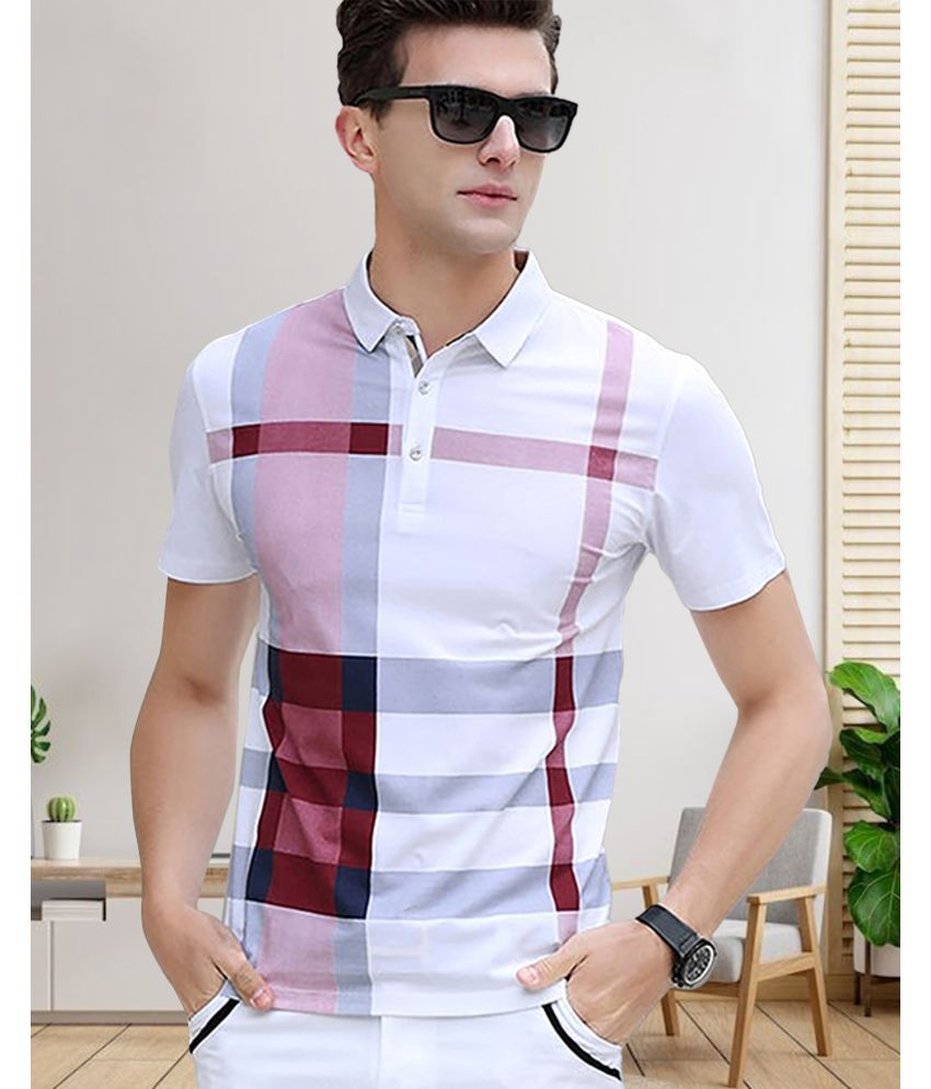     			AOOSH Pack of 1 Cotton Blend Regular Fit Printed Half Sleeves Men's Polo T Shirt ( Multicolor7 )