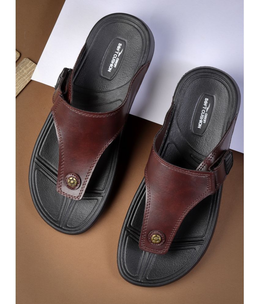     			ASIAN Brown Men's Slide Flip Flop