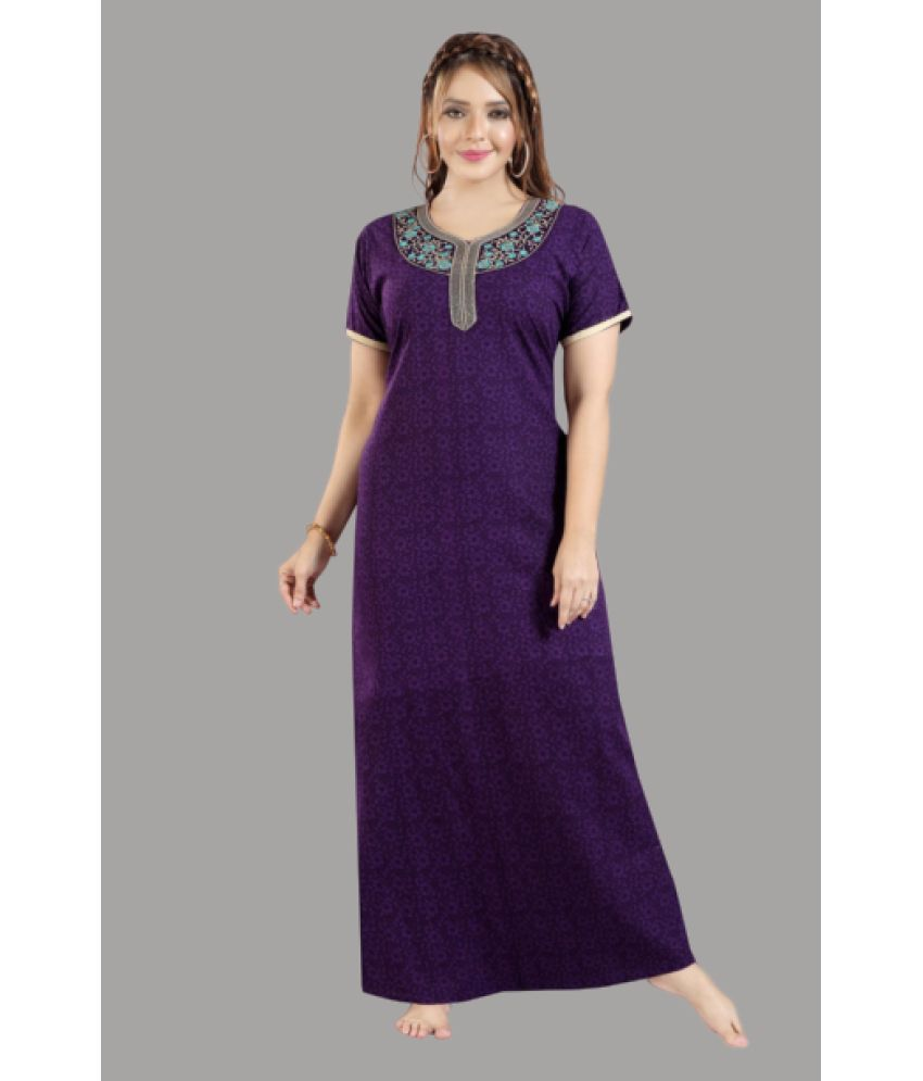     			BAILEY SELLS Purple Cotton Women's Nightwear Nighty & Night Gowns ( Pack of 1 )