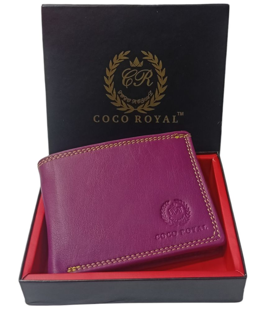     			COCO ROYAL 100% Leather Solid Men's Two Fold Wallet With 4 Slots For Card ( Pink , Pack of 1 )