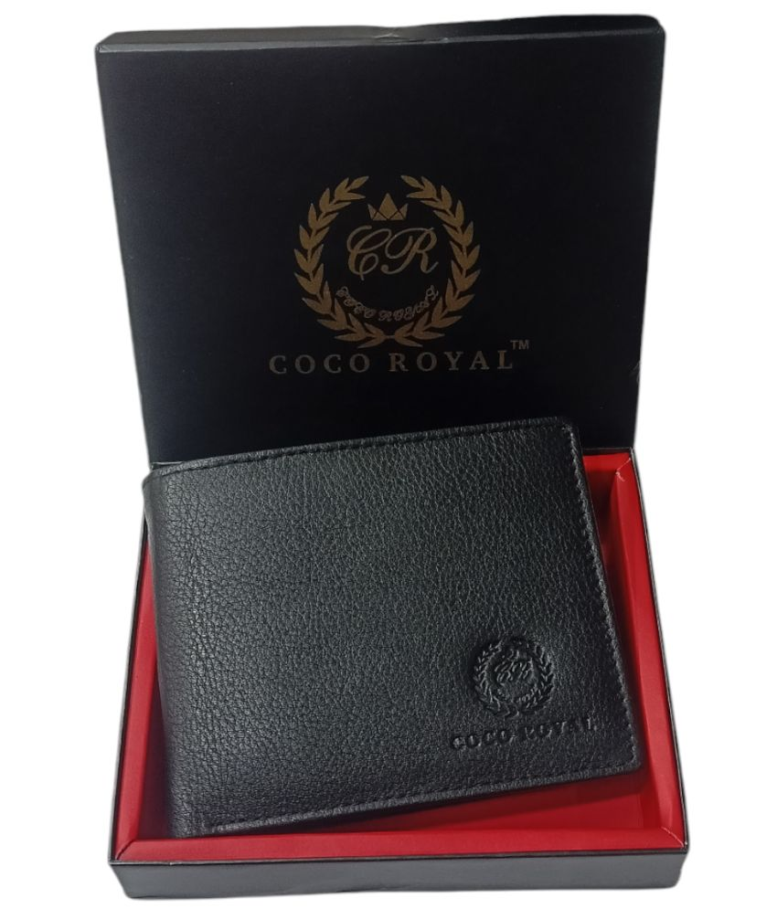     			COCO ROYAL 100% Leather Solid Men's Two Fold Wallet With 9 Slots For Card ( Black , Pack of 1 )