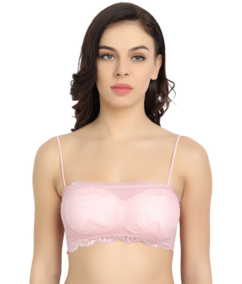     			Flenzy Pack of 1 Lace Lightly Padded Bralette Bra For Women ( Pink )