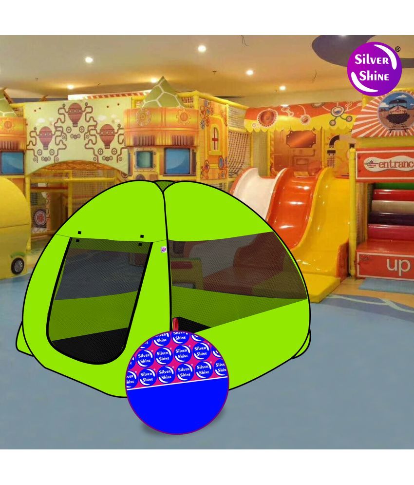     			Foldable Green Patterns Popup Kids Play Tent House