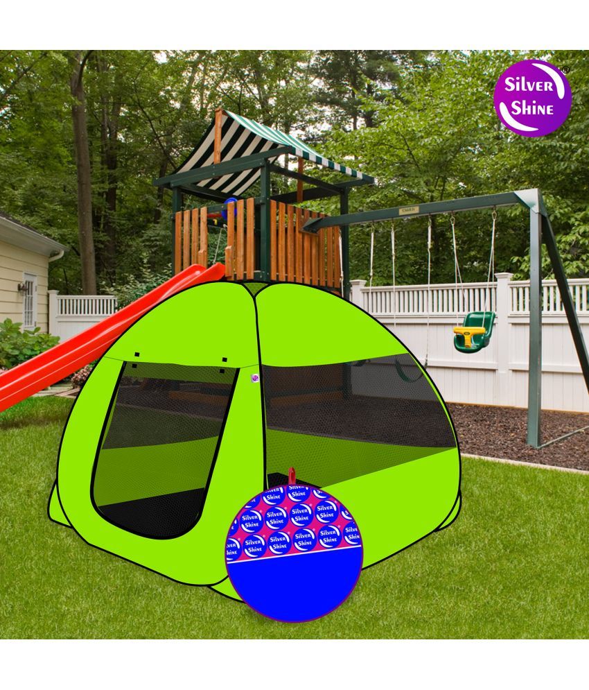     			Foldable Green Patterns Popup Kids Play Tent House