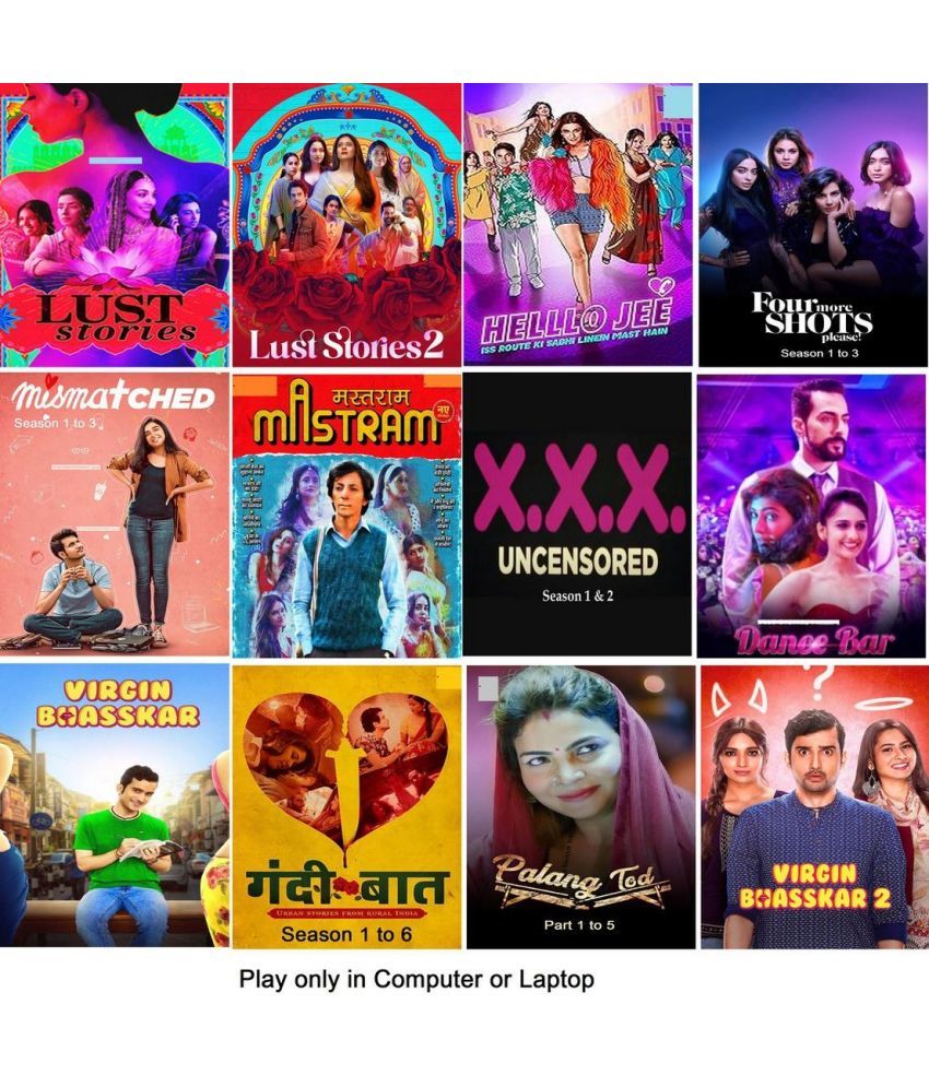     			Lust Stories , Dance Bar , Mismatched , Four More Shots Please , Palang Tod , Hello Jee , XXX Uncensored , Virgin Bhasskar , Gandii Baat , Mastram (26 Movies) in Hindi Play only in Laptop or Computer HD print without poster