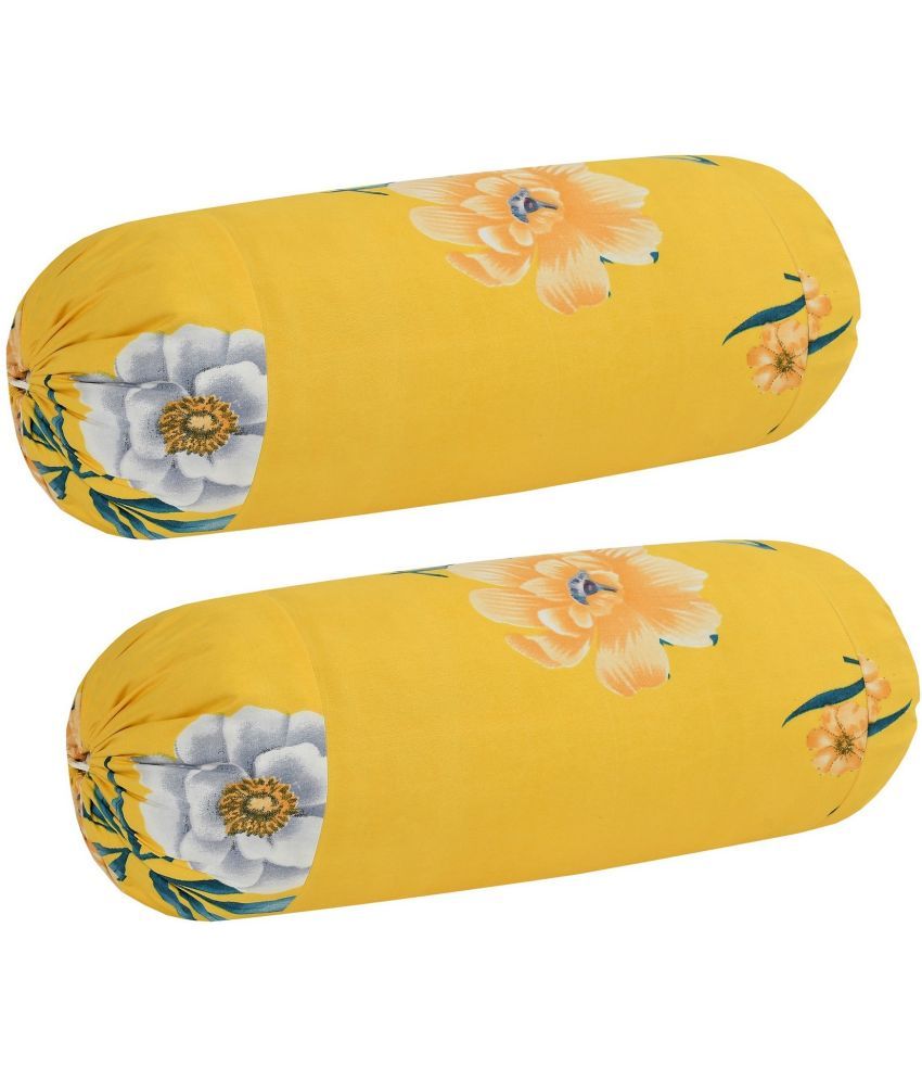     			MAHALUXMI COLLECTION - Pack of 2 Microfiber Floral Regular Pillow Cover ( 78.74 cm(31) x 40.64 cm(16) ) - Yellow