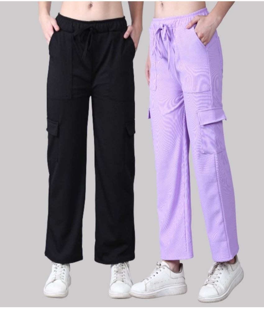     			MISS MEBINO Pack of 2 Lycra Regular Women's Cargo Pants ( Multicolor )