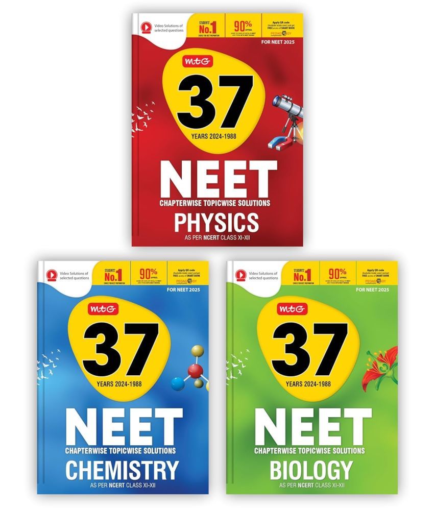     			MTG 37 Years NEET Previous Year Solved Question Papers with NEET PYQ Chapterwise Topicwise Solutions Physics, Chemistry, Biology For NEET 2025 Exam [Paperback] MTG Editorial Board Paperback