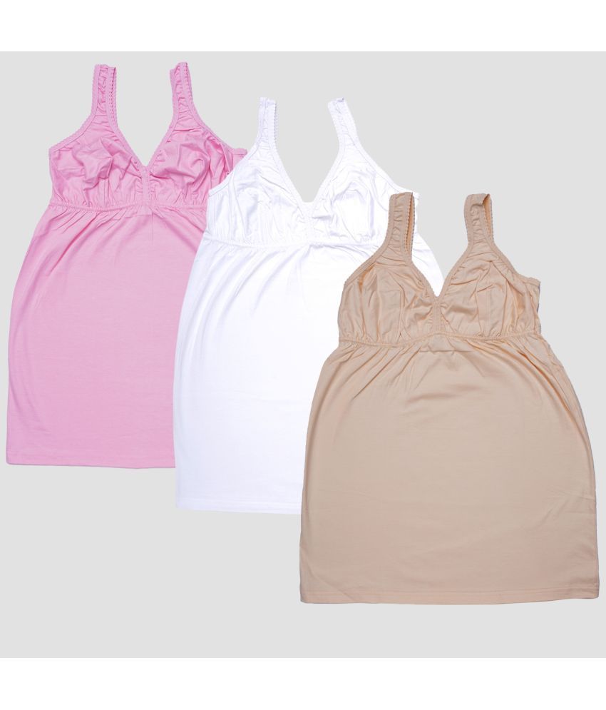     			MYLSA Pack of 3 Camisole With Bra Cotton Camisoles ( Tan )