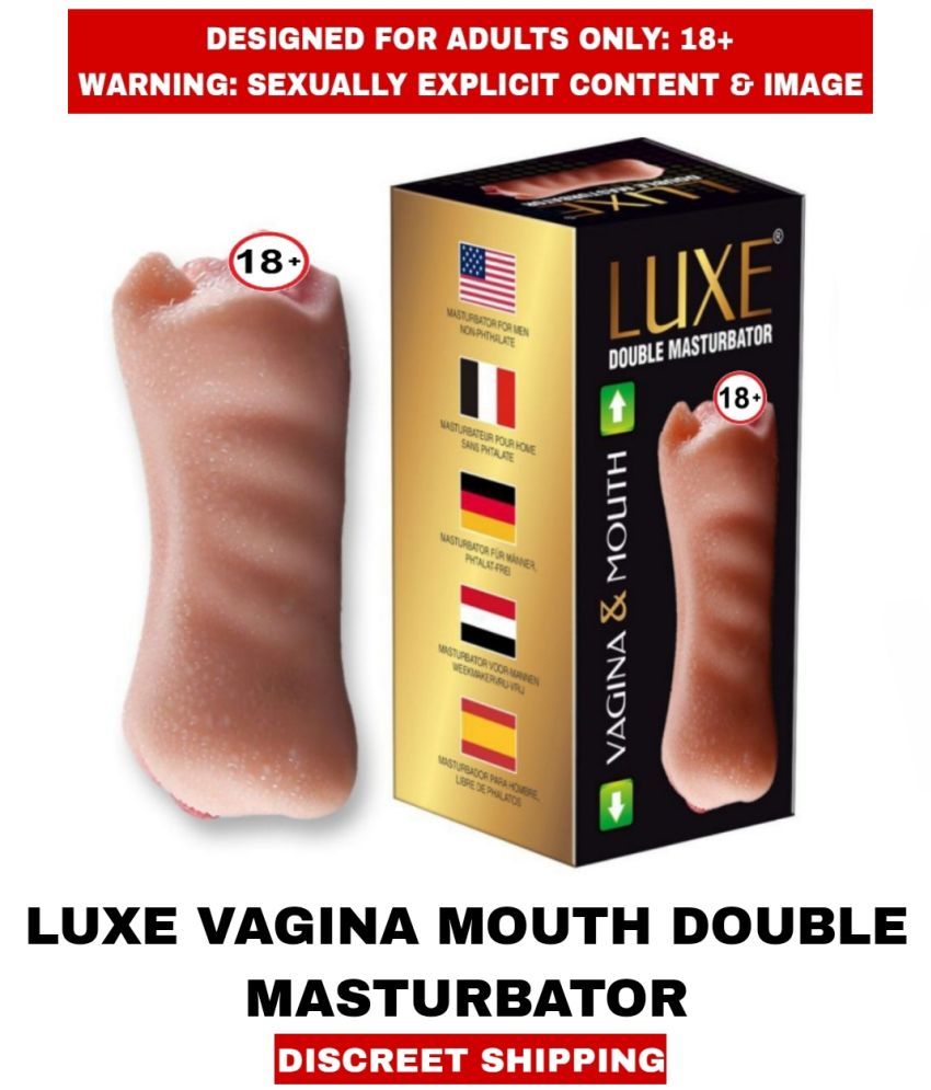     			Male Sex Toys L U X E 2in1 Pocket Pussy Vagina and Mouth Double Side Silicon Masturbator For Men