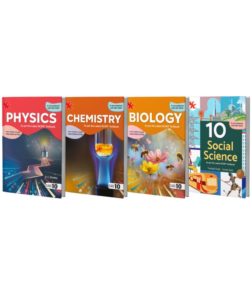     			Physics, Chemistry, Biology, Social Science Book for Class 10 (Set of 4) | CBSE (NCERT) | NEP |  Examination 2025-26 | by VK Global Publications