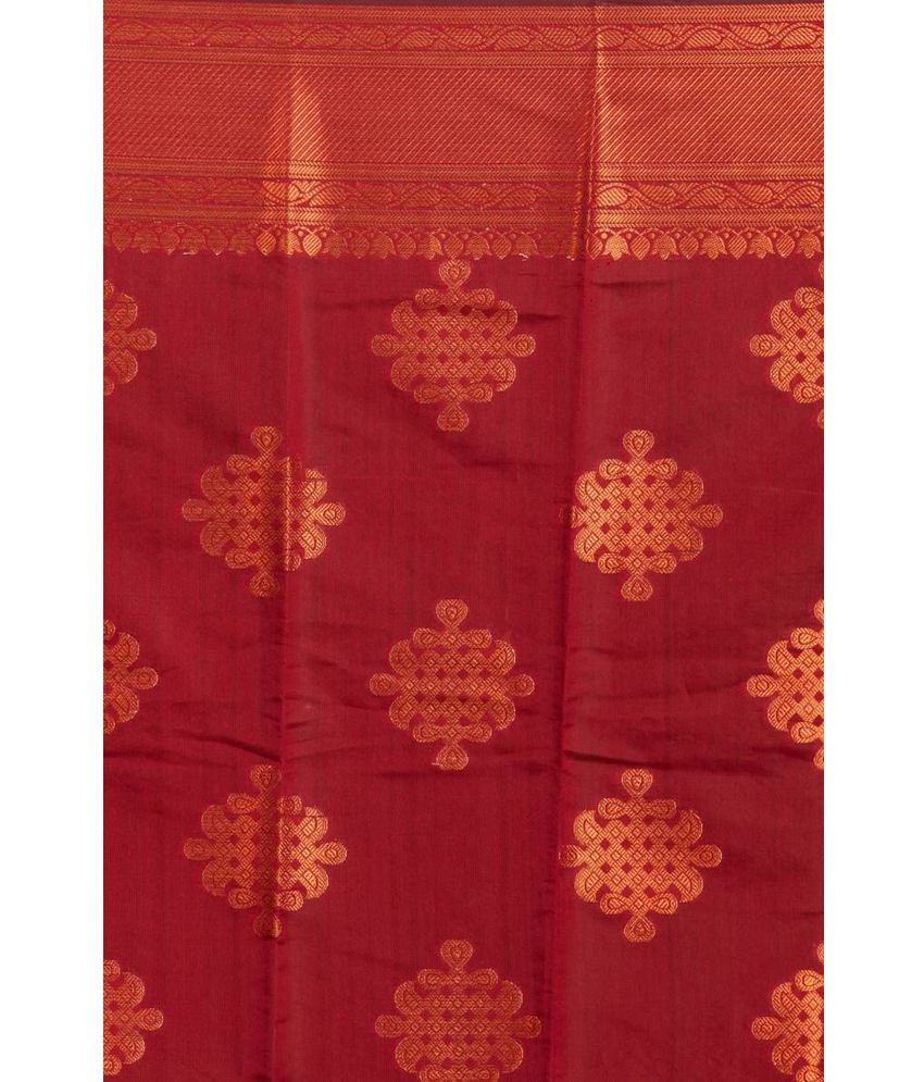     			SAREEKART FAB Pack of 1 Kanjivaram Silk Self Design Saree With Blouse Piece ( Red )