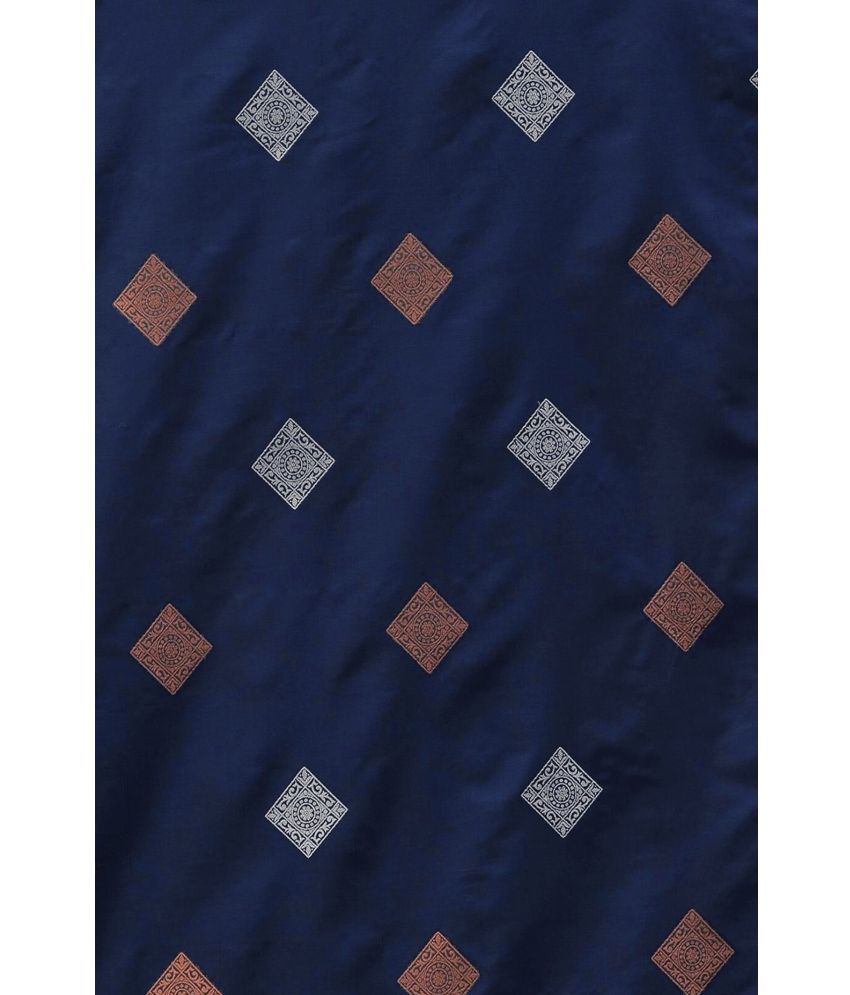     			SAREEKART FAB Pack of 1 Kanjivaram Silk Self Design Saree With Blouse Piece ( Blue )