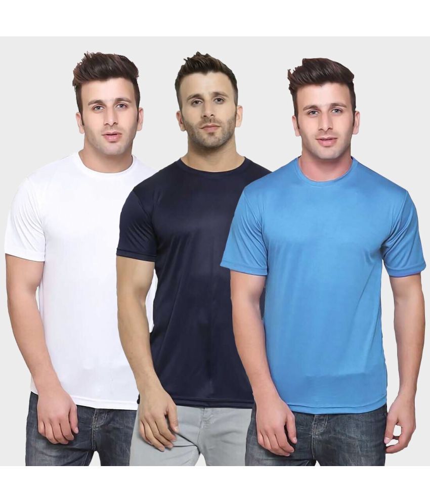     			TQH Polyester Slim Fit Solid Half Sleeves Men's Round T-Shirt - Multicolor14 ( Pack of 1 )