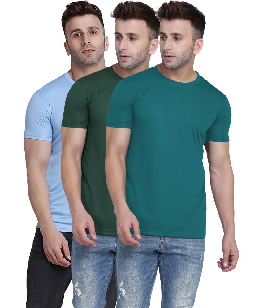     			TQH Polyester Slim Fit Solid Half Sleeves Men's Round T-Shirt - Multicolor4 ( Pack of 1 )