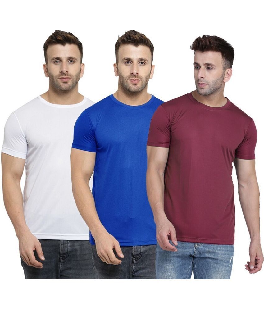     			TQH Polyester Slim Fit Solid Half Sleeves Men's Round T-Shirt - Multicolor10 ( Pack of 1 )