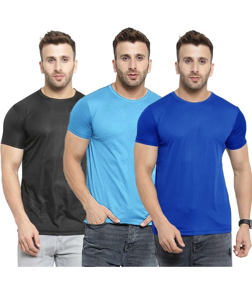     			TQH Polyester Slim Fit Solid Half Sleeves Men's Round T-Shirt - Multicolor8 ( Pack of 1 )