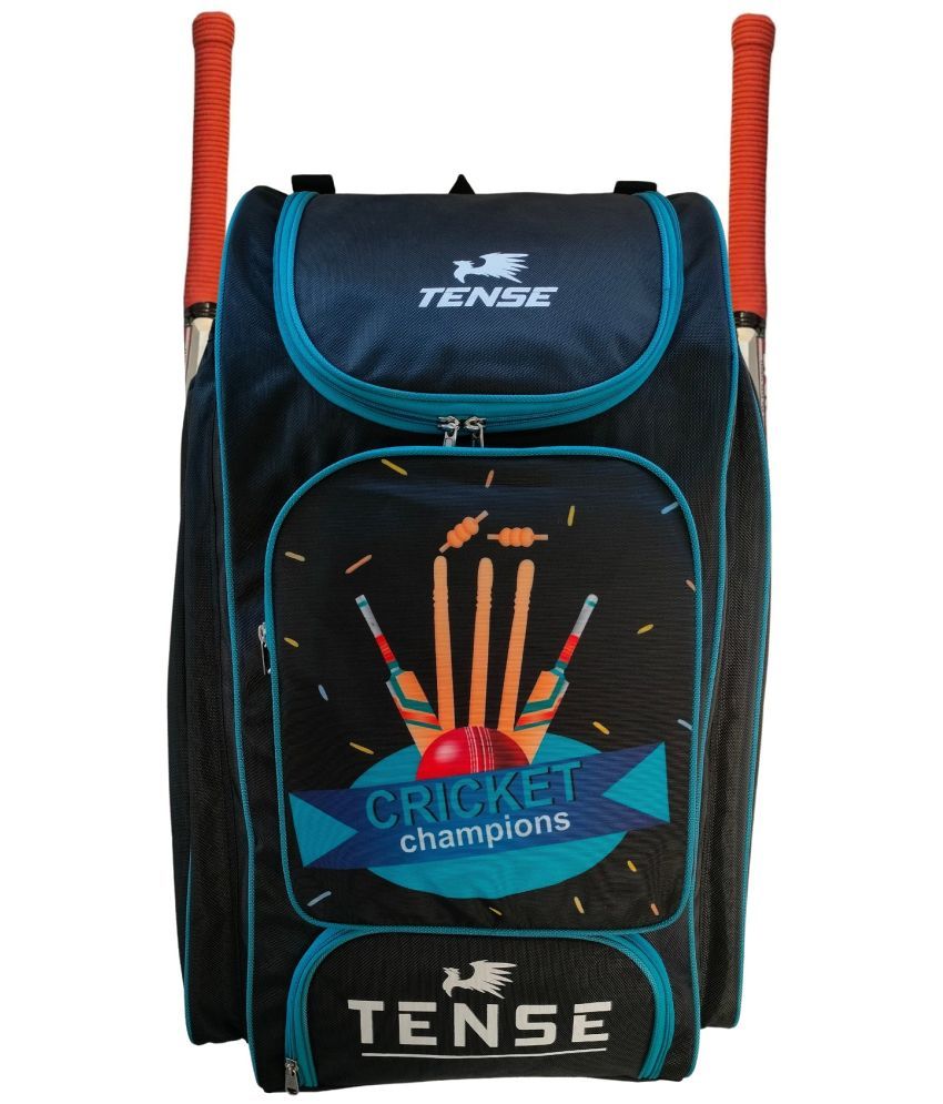     			Tense Blue Cricket Kit Bag with 2 Side Bat Pockets & Separate Shoe Compartment Backpack