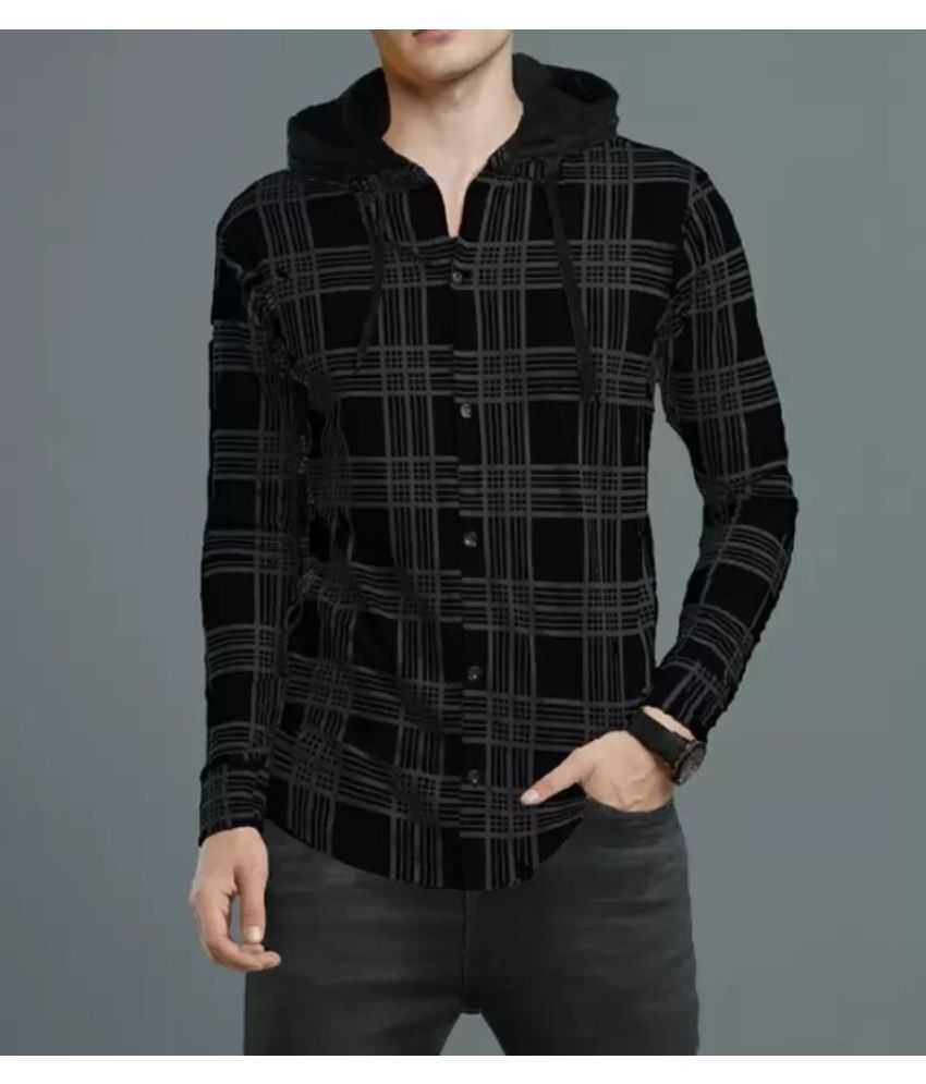     			Try This Cotton Blend Regular Fit Checks Full Sleeves Men's Casual Shirt - Black ( Pack of 1 )