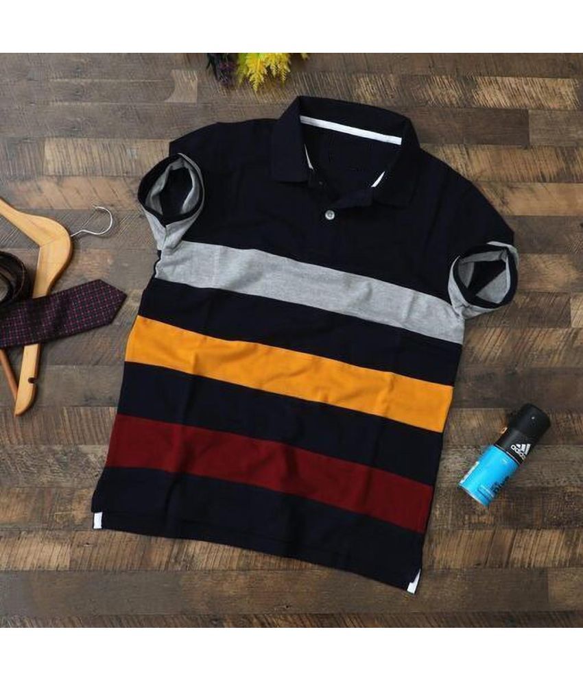     			Try This Pack of 1 Cotton Blend Slim Fit Striped Half Sleeves Men's Polo T Shirt ( Multicolor )