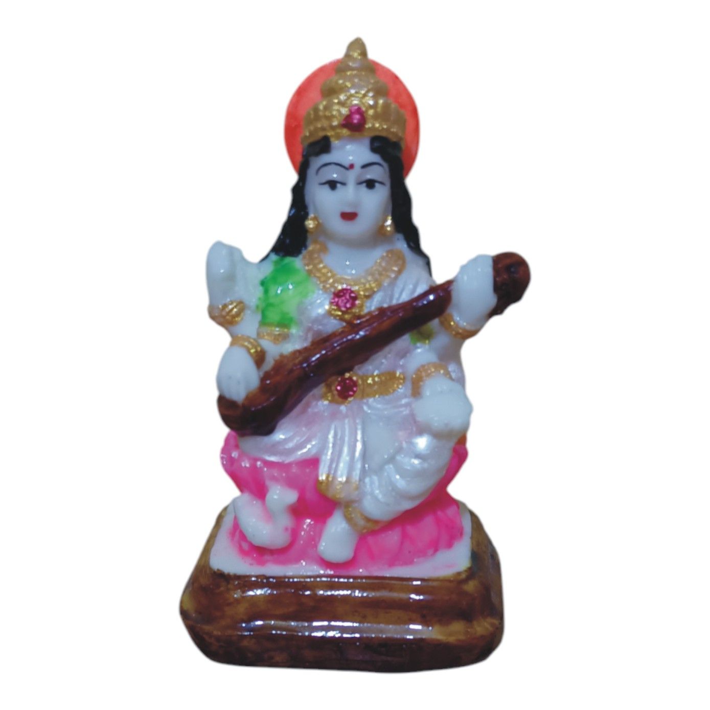     			WINSOME COLLECTION Polyresin Goddess Saraswati Idol ( 10 cm )