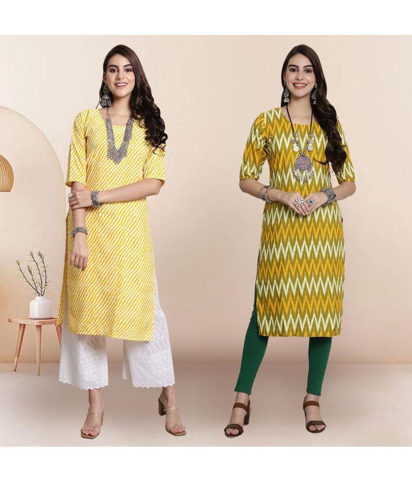     			1 Stop Fashion Pack of 2 Crepe Printed Straight Women's Kurti - ( Multicolor3 )