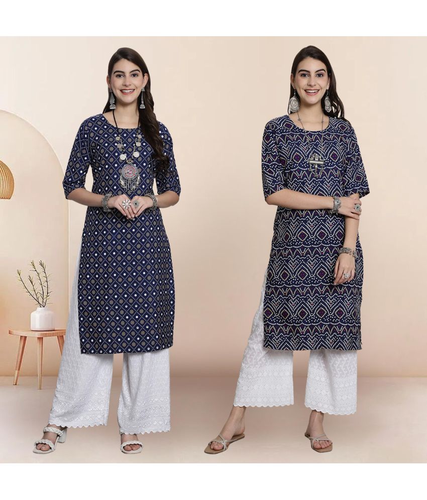     			1 Stop Fashion Pack of 2 Crepe Printed Straight Women's Kurti - ( Multicolor4 )